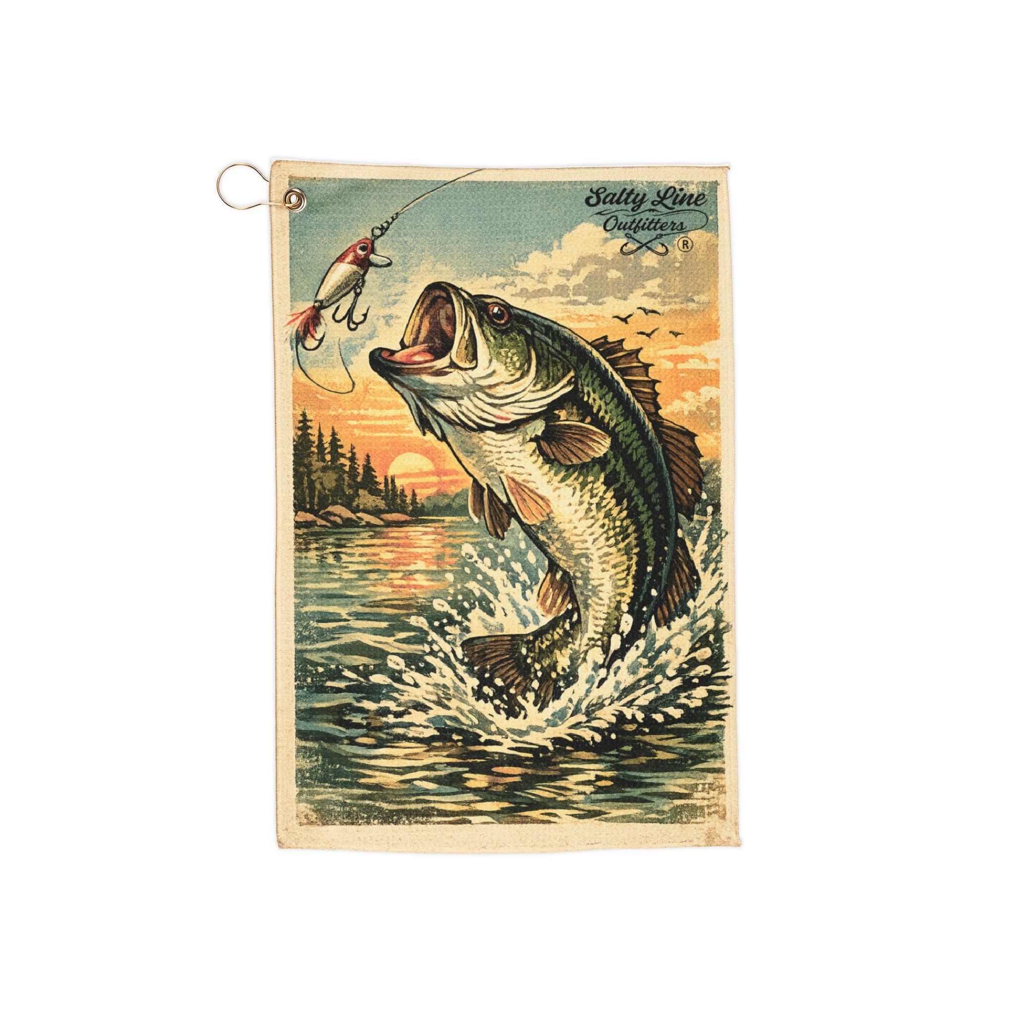 Retro Largemouth Bass Golf Towel